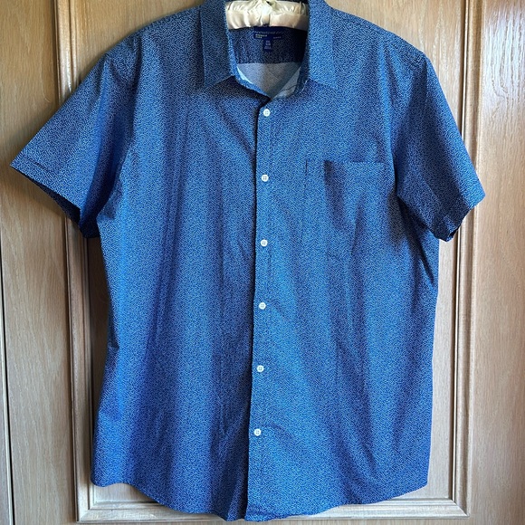 Men’s Apt 9 Premier Flex Slim Fit Cotton Spandex Button Down Short Sleeve Shirt - Picture 1 of 9